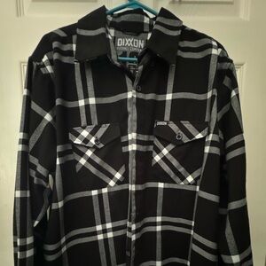 XL Dixxon “Decade” black and grey/white plaid button up, literally worn once.